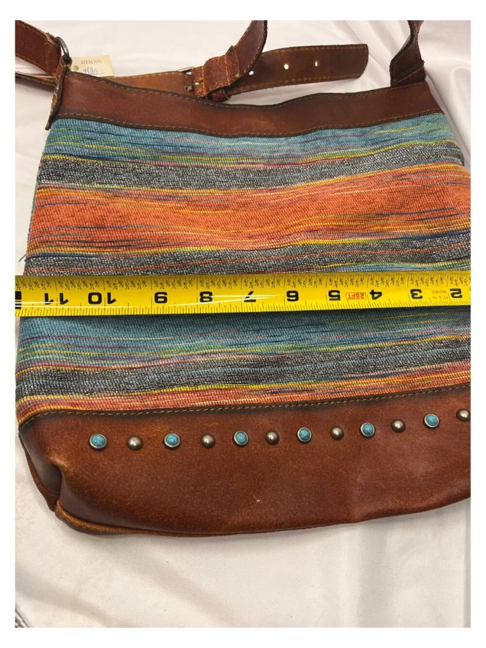 Boho Western Woven Leather Crossbody Bag Turquoise Stud Multicolor Purse